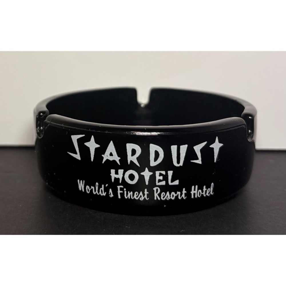 Stardust Hotel Casino‎ Las Vegas Nevada Vintage Black Glass Ashtray Recrion MCM